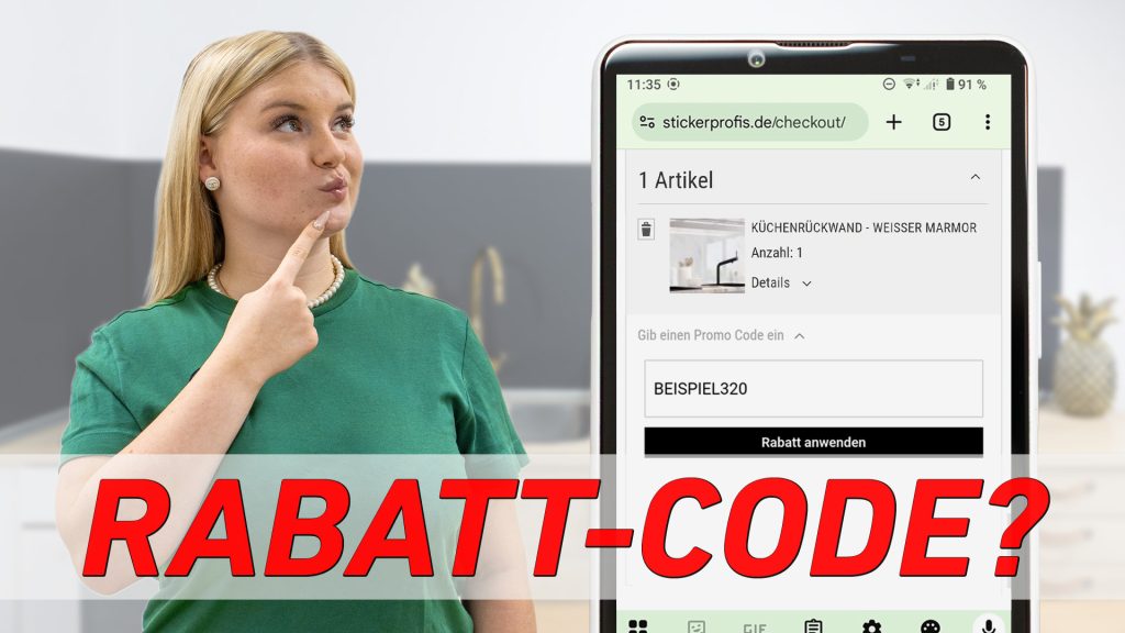 Rabatt-Code eingeben für Gutscheine und Muster